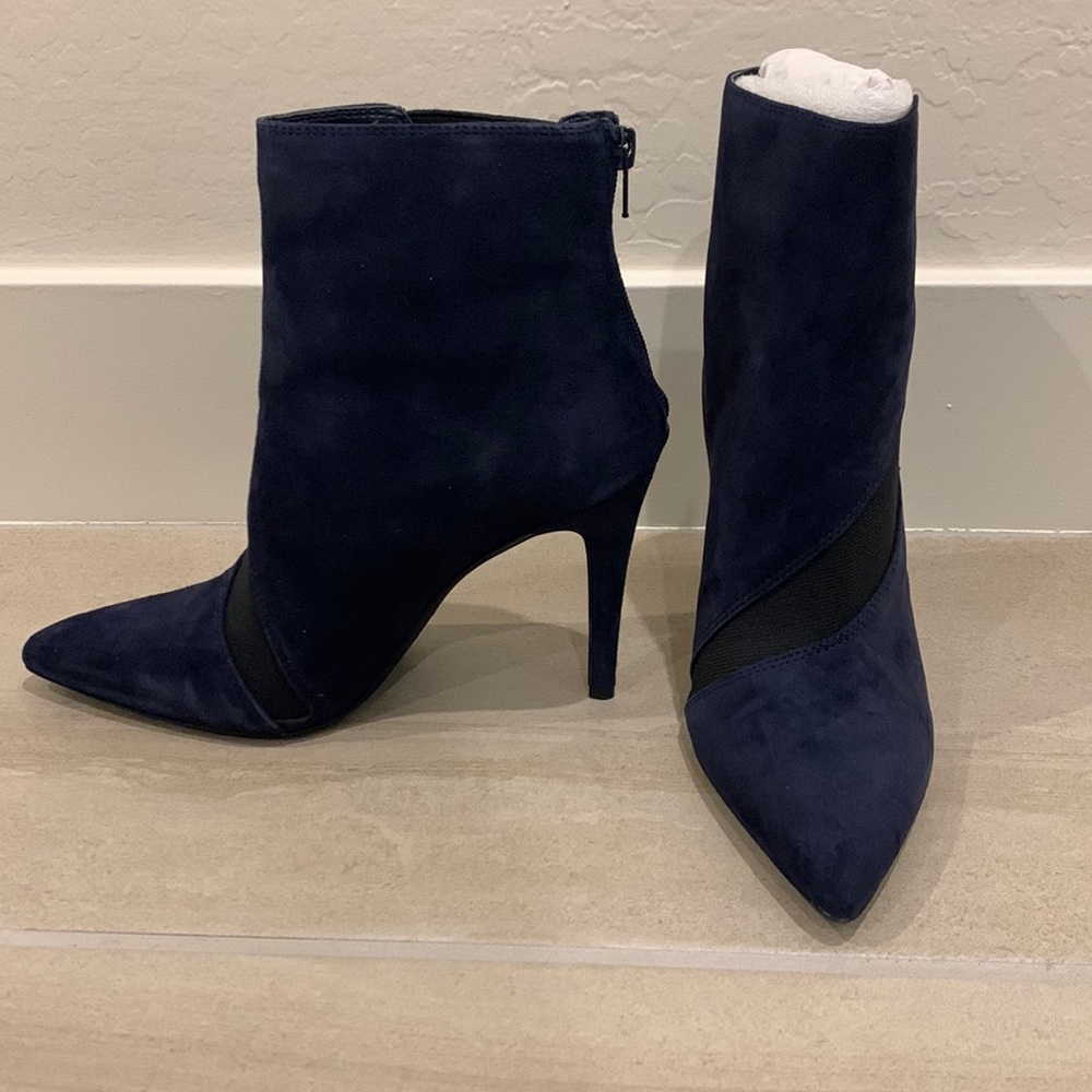 Navy and Black Nine West Suede Booties